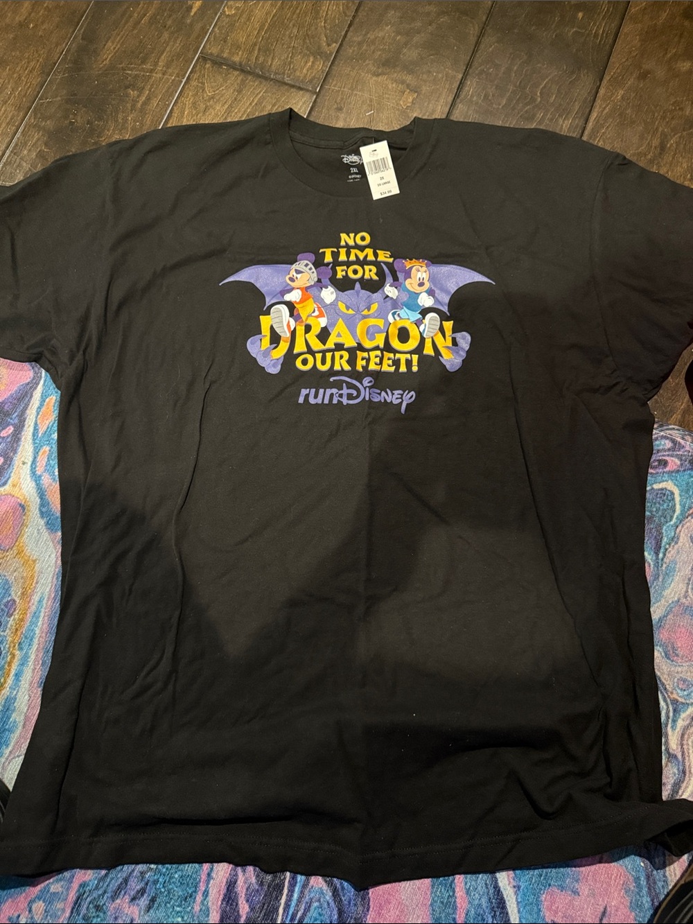 RunDisney "No Time For Dragon Our Feet" Black Graphic Tee size 2XL